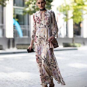 Max Studio Floral Maxi Dress - Pink and Cream